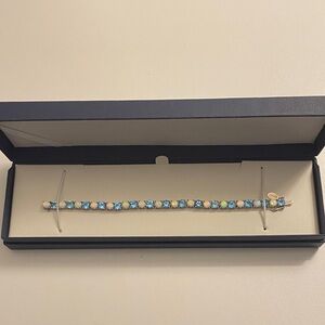 Elegant Blue Topaz and Opal Bracelet